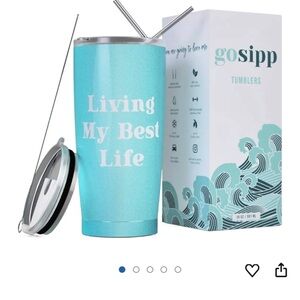 Gossip Blue Glitter Tumbler with Straw